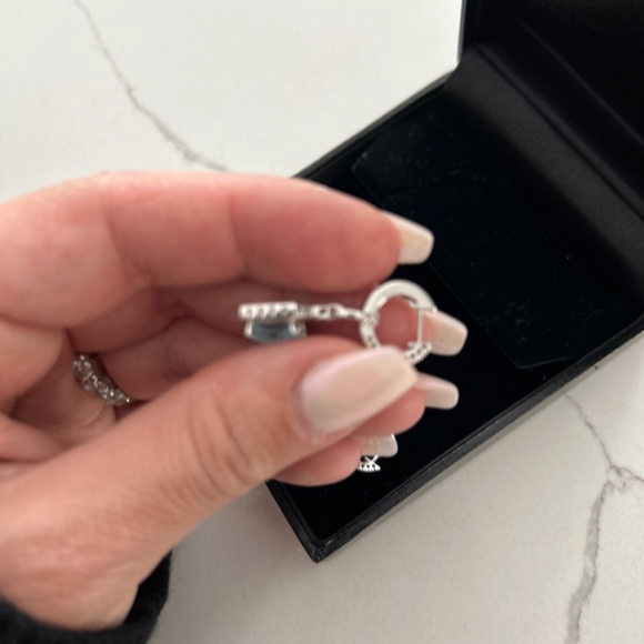 Aquamarine earrings w Diamond chips & 14k white gold - Picture 5 of 6